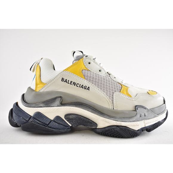 Balenciaga Triple S Split White Grey Yellow Flat Platform Sneakers 39 Mens US 6 - Picture 2 of 13